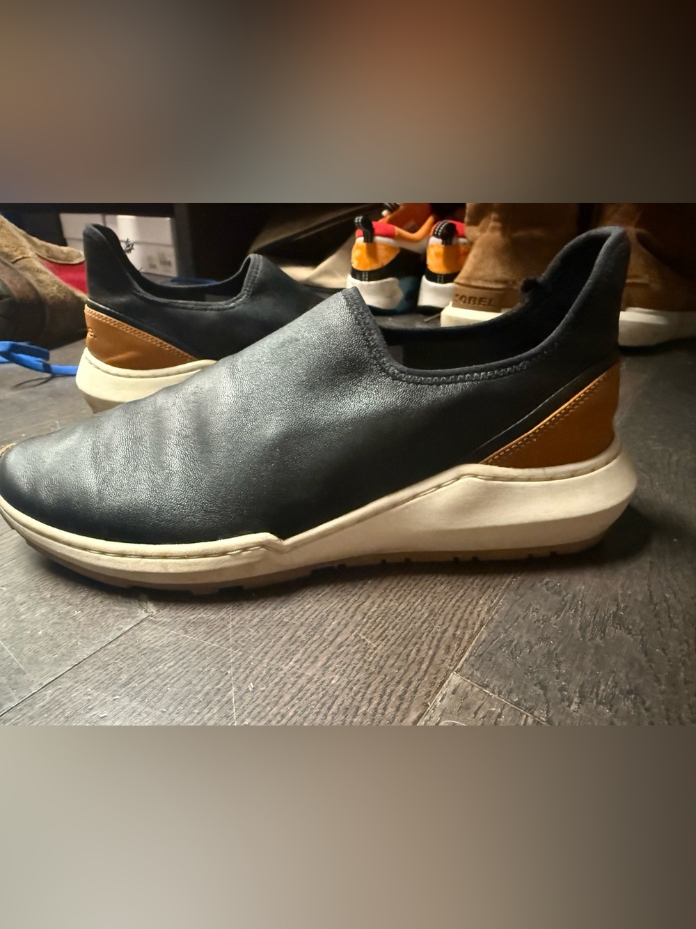 Black and Tan Vince slip on shoes